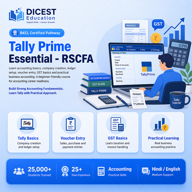 Tally Prime Essential RSCFA Course at DICEST Education Pvt Ltd